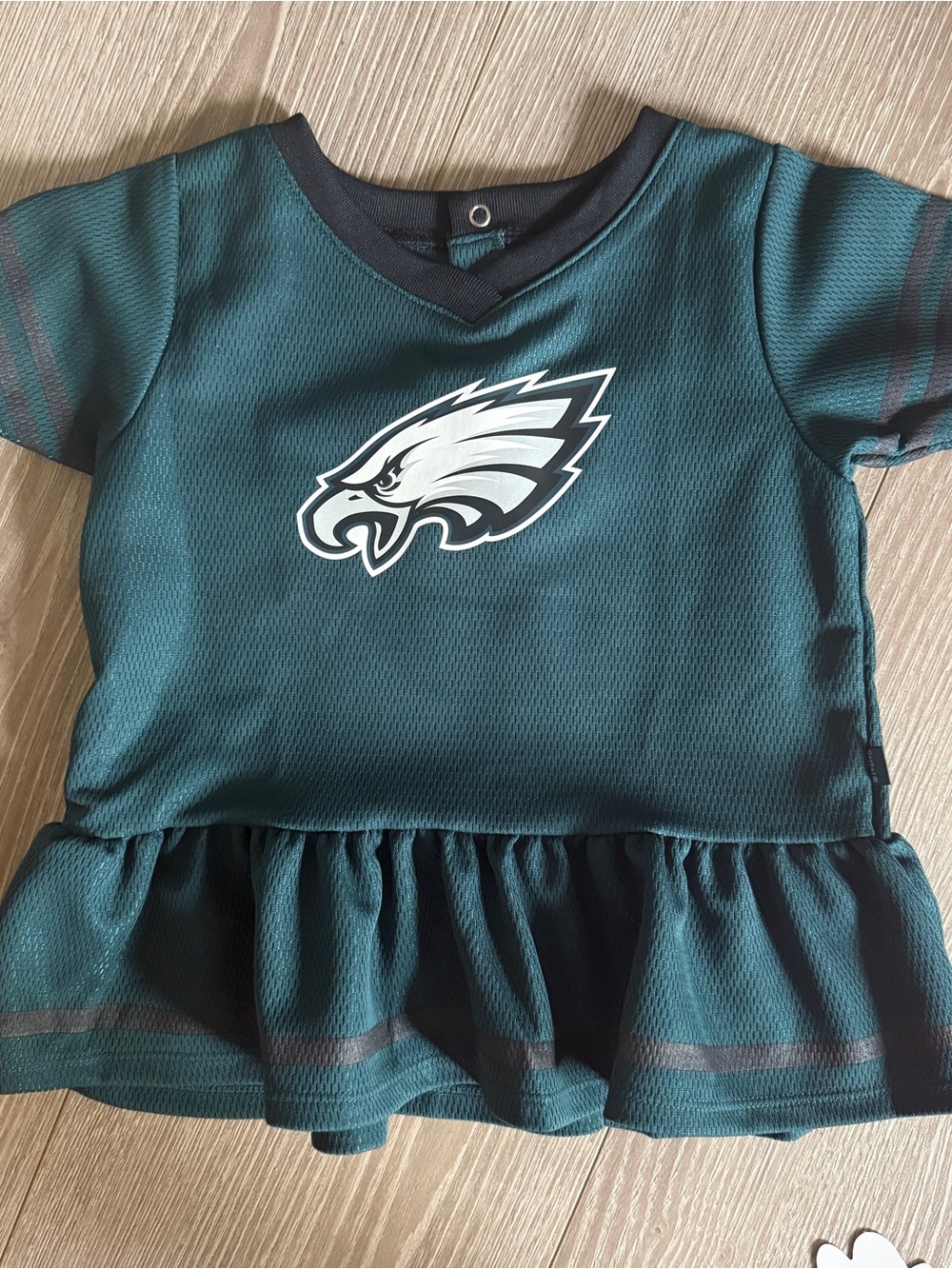 Philadelphia Eagles Girls' Teal Ruffle Football Top